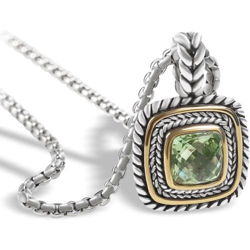 Collier Avec Pendentif En Zircone Cubique De 7 Mm Inspiré Du Créateur Pour Femme, Plaqué Or 18 Carats, Colliers Bicolores En Forme De Câble De Blé