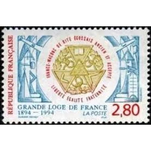 Centenaire De La Grande Loge De France Année 1994 N° 2912 Yvert Et Tellier Luxe