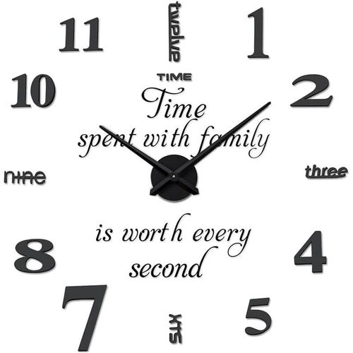 Grande horloge murale 3D sans cadre, horloge murale DIY avec surface miroir autocollante, horloge créative minimaliste sans cadre, horloge murale facile à coller pour la maison, le salon, la chambre à