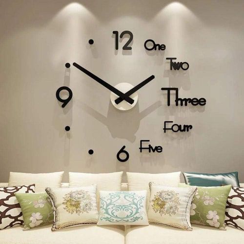Horloge murale 3D à monter soi-même, autocollant décoratif, miroir sans cadre, grande horloge murale à monter soi-même, pour la maison, le salon, la chambre à coucher, le bureau (sans pile)