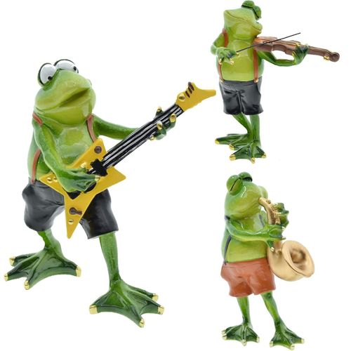 Statue De Grenouille Pour Décoration Extérieure, Statue De Grenouille Pour Jardin, Statue De Grenouille Musicale 3 Pièces, Sculptures Et Statues De Jardin Pour Patio, Décoration Extérieure, Figurines