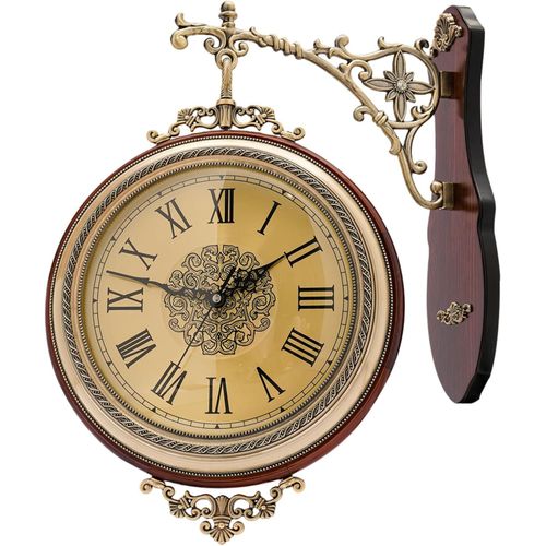 Horloge murale double face vintage, style industriel, pour décoration extérieure, pour chambres, salles à manger, salons, bureaux et salles de réunion.