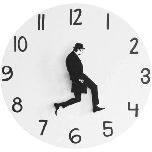 Horloge murale silencieuse inspirée du ministère des promenades idiotes de Monty Python, décoration pour la maison, le salon, blanc 1