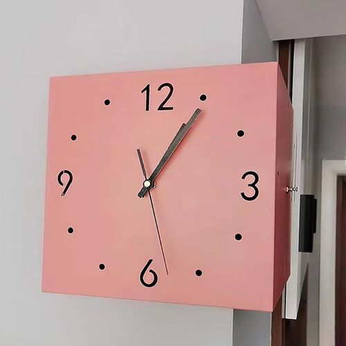 Horloge murale d'angle double face, numérique, lumineuse, à induction, idéale pour la cuisine et le bureau (blanche)