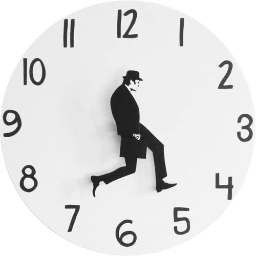Horloge murale inspirée de la comédie britannique Ministry of Silly Walk Horloge murale Comédien Décoration d'intérieur Nouveauté Montre murale Drôle Marche Silencieuse Horloge muette