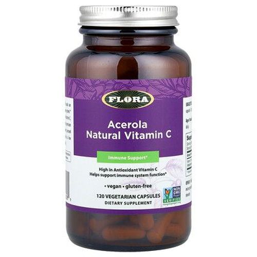 Flora, Acérola Natural Vitamin C, 120 Capsules Végétariennes 