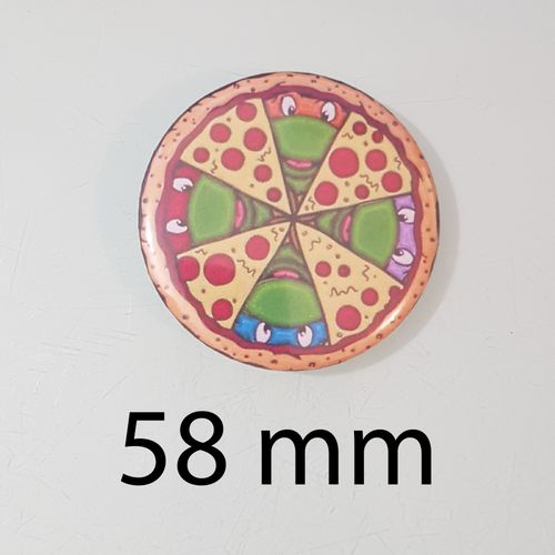 Un Badge Amusant Et Coloré Des Tortues Ninja Fan De Pizza - Badge 58 Mm