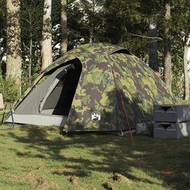 Tente De Camping À Dôme 3 Personnes Camouflage Imperméable