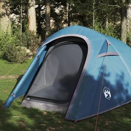Tente De Camping Tunnel 3 Personnes Bleu Imperméable