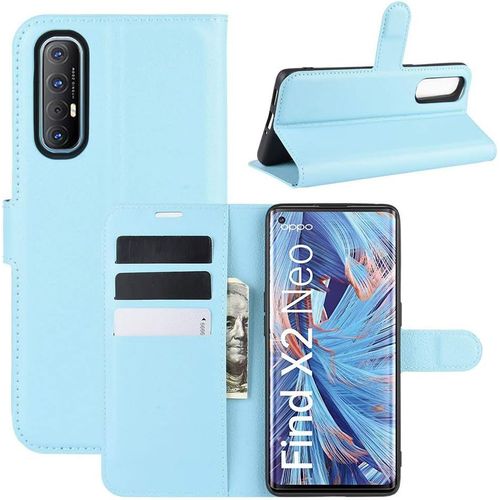 Coque Oppo Find X2 Neo Antichoc Portefeuille Étui Housse En Cuir À Rabat Flip Cover Case Avec Silicone Bumper Porte Carte Béquille Boucle Magnétique Pour Oppo Find X2 Neo Bleu