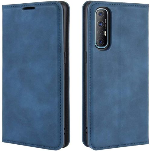 Coque Oppo Find X2 Neo Antichoc Étui Housse En Cuir À Rabat Flip Cover Case Portefeuille Avec Porte Carte Béquille Fermeture Magnétique Intérieure En Tpu Pour Oppo Find X2 Neo Bleu