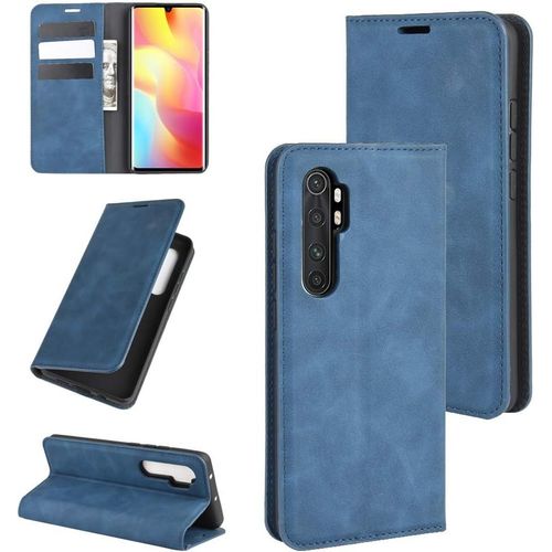 Coque Xiaomi Mi Note 10 Lite, Antichoc Étui Housse En Cuir À Rabat Flip Cover Case Portefeuille Avec Porte Carte, Béquille, Fermeture Magnétique Pour Xiaomi Mi Note 10 Lite, Bleu