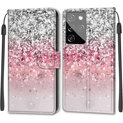 Coque Pour Samsung Galaxy S21 Ultra, Etui Samsung S21 Ultra, Housse De Galaxy S21 Ultra En Cuir Pu, Étui Housse En Cuir De Protection Avec Ranges Cartes Magnétique Portefeuille Bling