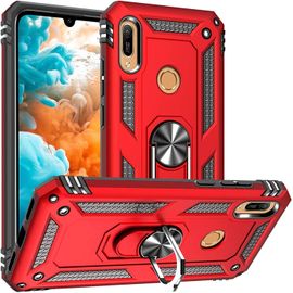 Coque Pour Huawei Y6 2019, Étui Antichoc Cover Anti Housse Avec Bague Rotatif Support Pour Huawei Y6 2019 Rouge