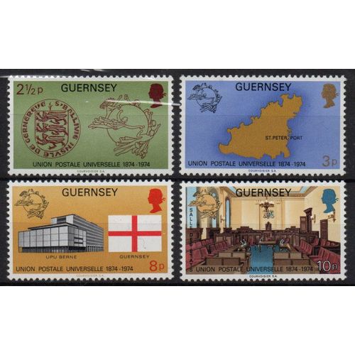 Guernesey Timbres Centenaire De L' U.P.U 1974
