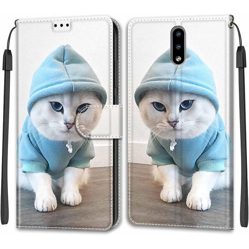 Coque Nokia 2.3 Etui Nokia 2.3 Étui Housse Nokia 2.3 En Cuir Coque Antichoc Flip Case Fonction Support Housse Avec Fentes De Cartes Magnétique Portefeuille Protection Case Chat 3