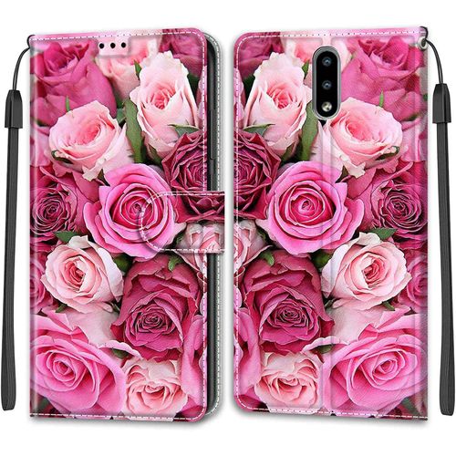 Coque Nokia 2.3 Etui Nokia 2.3 Étui Housse Nokia 2.3 En Cuir Coque Antichoc Flip Case Fonction Support Housse Avec Fentes De Cartes Magnétique Portefeuille Protection Case Rose 2
