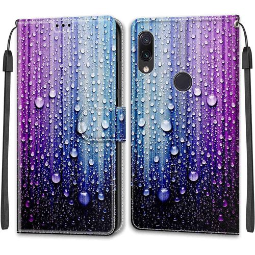 Coque Xiaomi Redmi Note 7 Pro/Note 7/Note 7s, Étui Housse En Cuir Coque Antichoc Flip Case Fonction Support Housse Avec Fentes De Cartes Magnétique Portefeuille Protection Case Bleu Violet