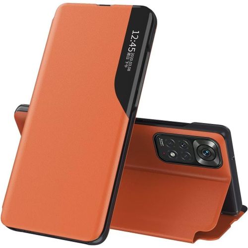 Cover Pour Xiaomi Redmi Note 11 Pro 4g Coque,Flip Case En Cuir Pu,Fenêtre De Visualisation Étui,Silicone Coque Pour Xiaomi Redmi Note 11 Pro 4g Case Orange