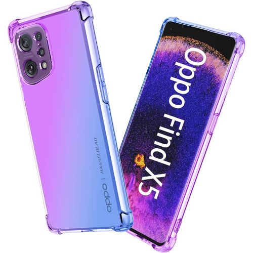 Housse Pour Oppo Find X5 Etui, Ultra Mince Soft Tpu Transparent/Léger Dégradé Protection Coque, Bleu/Violet