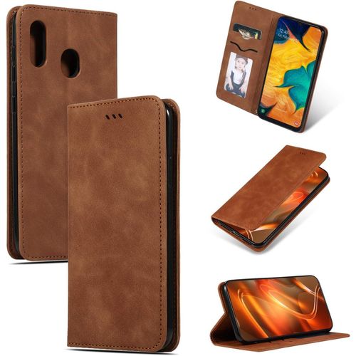 Coque Xiaomi Redmi Note 7 Pro,With Verre Trempé Film Protection Écran Cuir Premium Flip Protection Etui Housse En Cuir Portefeuille Livre Pour Redmi Note 7 Pro- Brown