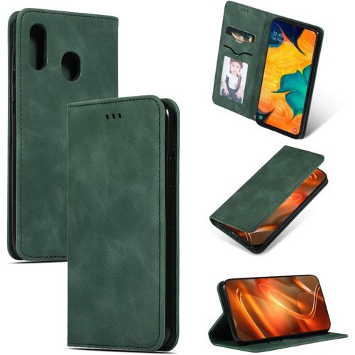 Coque Xiaomi Redmi Note 7 Pro,With Verre Trempé Film Protection Écran Cuir Premium Flip Protection Etui Housse En Cuir Portefeuille Livre Pour Redmi Note 7 Pro- Vert Armée