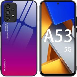 Étui Rigide En Verre Dégradé Pour Samsung Galaxy A53 5g, Coque Arrière En Armure De Protection Housse, 4