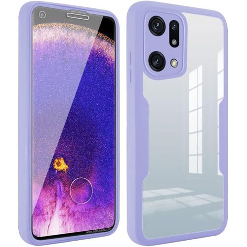 Pour Oppo Find X5 5g Coque,Coque Antichoc Housse Avec Protection Écran, 360° Protection Case Robuste Double Bumper Etui Intégrale,Violet