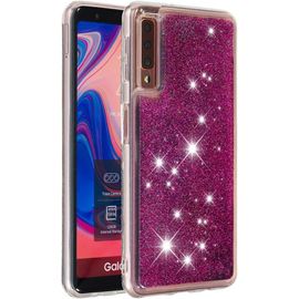 Coque Pour Samsung Galaxy A7 2018, Ultra Mince Coque Liquide Silicone Souple Étui Paillette Bling Glitter Housse De Protection Antichoc Bumper Case Pour Samsung Galaxy A7 2018 - Violet