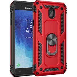 Pour Samsung Galaxy J7 Téléphone Coque Rouge +9h Verre Trempé Militaire-Antichoc - Support Bumper Protection Case Robuste Housse Étui Pour Samsung Galaxy J7-2018