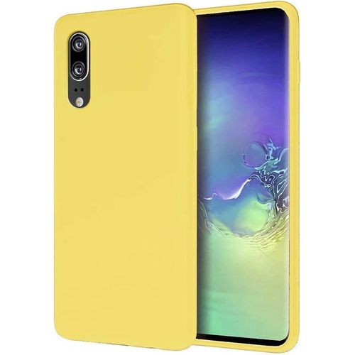 Coque Pour Huawei P20, Coque En Silicone, Avec Protecteur D'écran , Étui De Téléphone Portable Anti-Choc Anti-Empreintes Digitales, Jaune