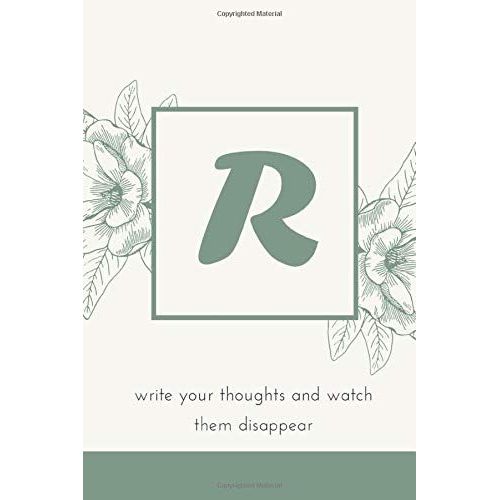R: Monogram Initial R Notebook | Diary | Blank Lined Journal | 6x9 Inches | Personalized Letter Notebooks | Monogrammed Journal