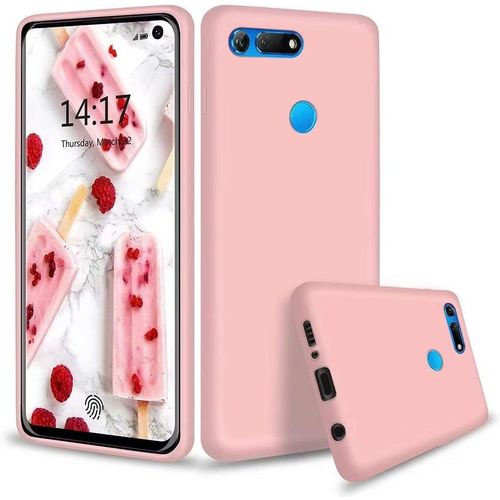 Coque Huawei Honor View 20 / Honor V20 Tpu Etui De Téléphone En Silicone Liquide De Téléphone Protection Antichoc Anti-Slip Etui Case Avec Tissu Microfibre Coussin Housse, Rose