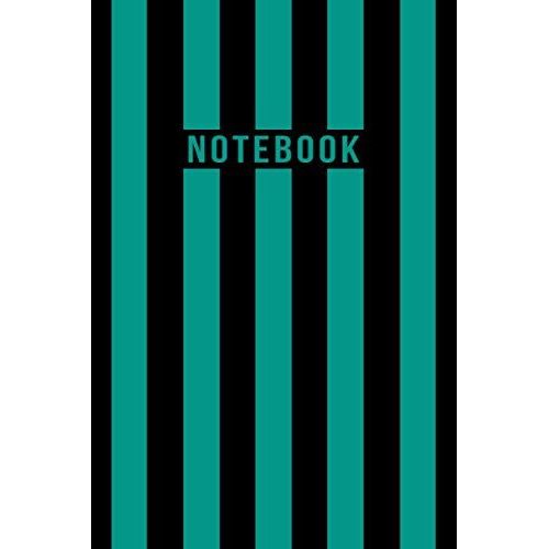 Notebook: Elegant Blue Teal And Black Vertical Striped Journal - Lined Journal & Diary For Writing And Taking Notes