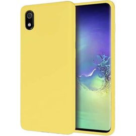 Coque Xiaomi Redmi 7a Tpu Etui De Téléphone En Silicone Liquide De Téléphone Protection Antichoc Anti-Slip Etui Case Avec Tissu Microfibre Coussin Housse, Jaune
