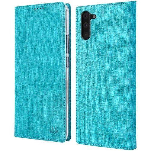 Coque Samsung Galaxy Note10, Texture Tissu Haute Qualité Cuir Pu + Étui Intérieur Pu Souple, Étui Rabat Adsorption Magnétique Caché Pour Samsung Galaxy Note10 - Bleu