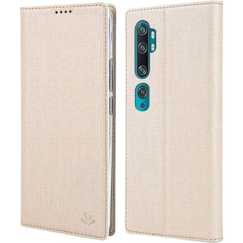 Coque Xiaomi Mi Note 10 Pro, Texture Tissu Haute Qualité Cuir Pu + Étui Intérieur Pu Souple, Étui Rabat Adsorption Magnétique Caché Pour Xiaomi Mi Note 10 Pro - Or