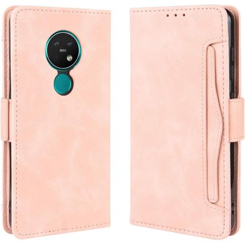 Étui Nokia 6.2, Pu Cuir Tpu Coque Intérieure Boucle Magnétique Étui À Rabat Fonction Support Fente Carte Intégrée Bo Tier Supplémentaire Fente Carte Pour Nokia 6.2 - Rose