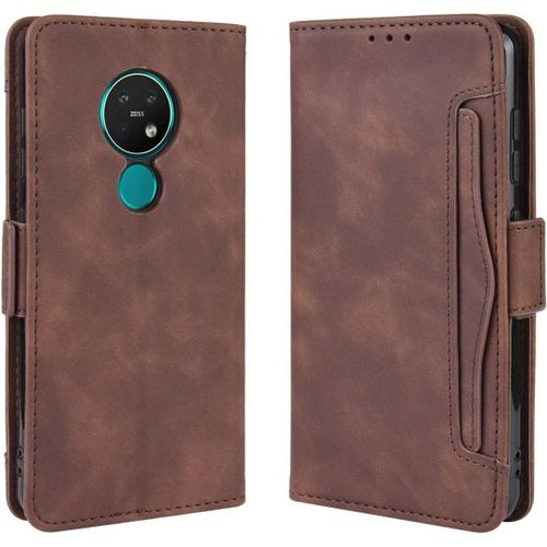 Étui Nokia 6.2, Pu Cuir Tpu Coque Intérieure Boucle Magnétique Étui À Rabat Fonction Support Fente Carte Intégrée Bo Tier Supplémentaire Fente Carte Pour Nokia 6.2 - Marron