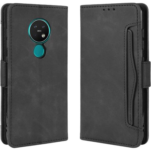 Étui Nokia 6.2, Pu Cuir Tpu Coque Intérieure Boucle Magnétique Étui À Rabat Fonction Support Fente Carte Intégrée Bo Tier Supplémentaire Fente Carte Pour Nokia 6.2 - Noir