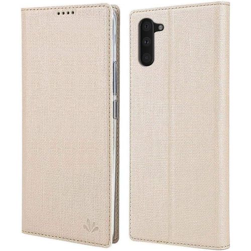 Coque Samsung Galaxy Note10, Texture Tissu Haute Qualité Cuir Pu + Étui Intérieur Pu Souple, Étui Rabat Adsorption Magnétique Caché Pour Samsung Galaxy Note10 - Or