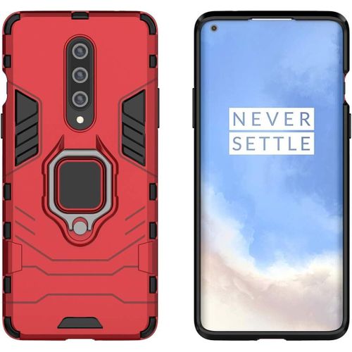 Coque Oneplus 8 5g T-Mobile , Étui Protection Antichoc Hybride Double Couche Avec Support Bague Et Support Voiture Magnétique Couverture Arrière Pour Oneplus 8 5g T-Mobile - Rouge
