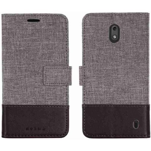 Portefeuille Coque Pour Nokia 2 2018 Smartphone Pu Cuir Flip Magnétique Housse Avec Carte Fentes Et Stand Fonction Style De Toile De Lin Marron