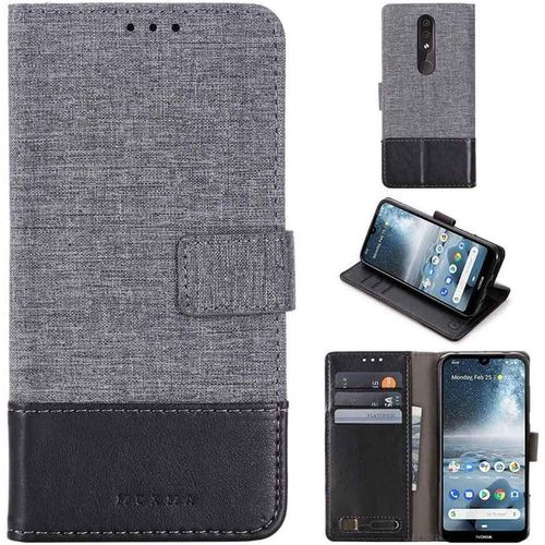 Portefeuille Coque Pour Nokia 4.2 Smartphone Pu Cuir Flip Magnétique Housse Avec Carte Fentes Et Stand Fonction Style De Toile De Lin Noir