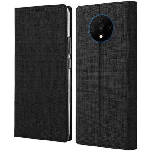 Coque Oneplus 7t, Texture Tissu Haute Qualité Cuir Pu + Étui Intérieur Pu Souple, Étui Rabat Adsorption Magnétique Caché Pour Oneplus 7t - Noir
