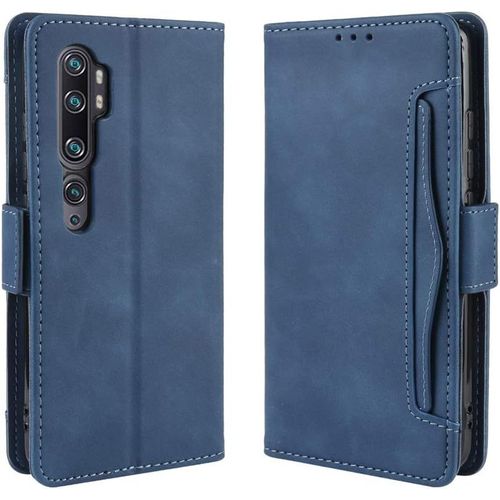Étui Mi Note 10 Pro, Pu Cuir Tpu Coque Intérieure Boucle Magnétique Étui À Rabat Fonction Support Fente Carte Intégrée Bo Tier Supplémentaire Fente Carte Pour Xiaomi Mi Note 10 Pro - Bleu