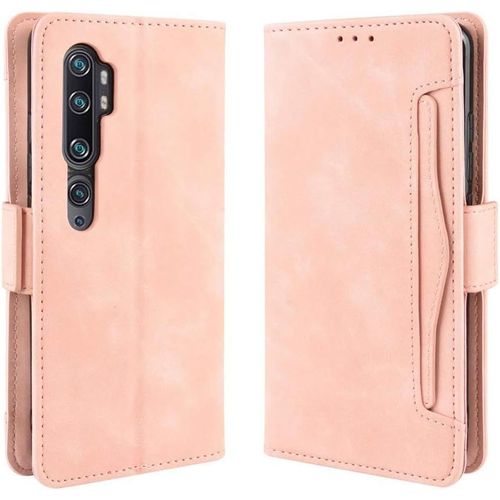 Étui Mi Note 10 Pro, Pu Cuir Tpu Coque Intérieure Boucle Magnétique Étui À Rabat Fonction Support Fente Carte Intégrée Bo Tier Supplémentaire Fente Carte Pour Xiaomi Mi Note 10 Pro - Rose