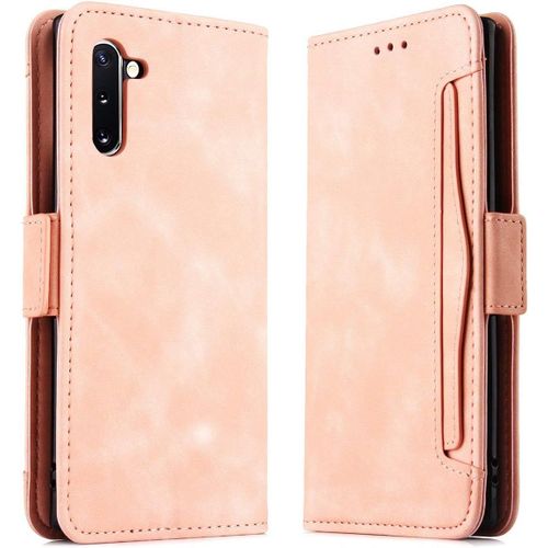 Étui Galaxy Note10, Pu Cuir Tpu Coque Intérieure Boucle Magnétique Étui À Rabat Fonction Support Fente Carte Intégrée Bo Tier Supplémentaire Fente Carte Pour Samsung Galaxy Note10 - Rose
