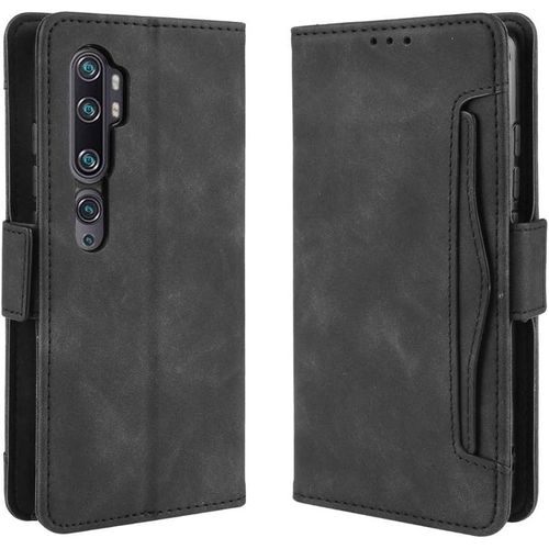 Étui Mi Note 10 Pro, Pu Cuir Tpu Coque Intérieure Boucle Magnétique Étui À Rabat Fonction Support Fente Carte Intégrée Bo Tier Supplémentaire Fente Carte Pour Xiaomi Mi Note 10 Pro - Noir