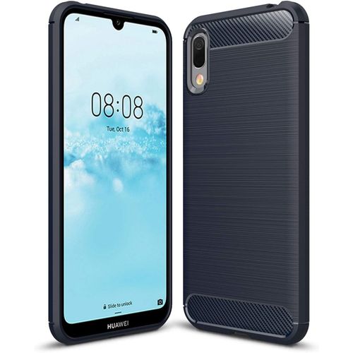 Coque Huawei Y6 Pro 2019 , Etui De Protection En Tpu Ultra-Mince Souple Et Léger Avec Conception En Fibre De Carbone Pour Huawei Y6 Pro 2019 - Bleu